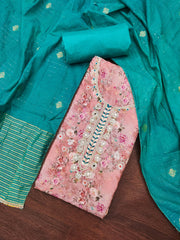 Pink Banarasi Cotton Digital Print Kurta Set
