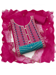 Magenta Cotton Silk Embroidered Kurta Set