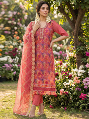Pink Organza Material Festive Pant Style Dress