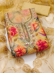 Yellow Organza Material Festive Pant Style Dress
