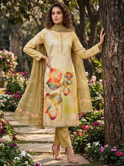 Mustard Cotton Material Festive Pant Style Dress