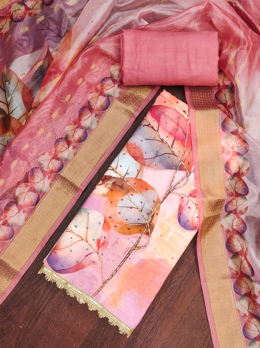 Pink Cotton Material Festive Pant Style Dress