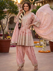 Floral Style Embroidered Pink Wedding Salwar Suit