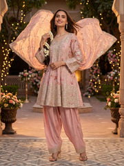 Floral Style Embroidered Pink Wedding Salwar Suit