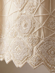 Cream Premium Chinnon with Beads Wedding Sharara Suit