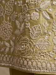 Green Premium Chinon Hand Work Palazzo Suit