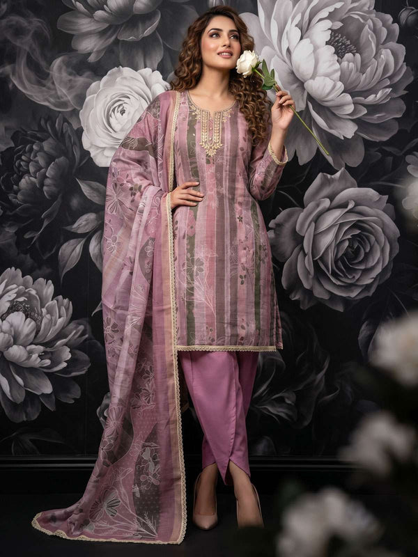 Pink Pure Cotton Lilan Tulip Kurta Set
