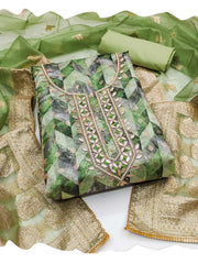 Green Banarasi Organza Hand Work Kurta Set