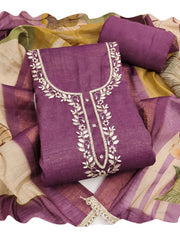Purple Simmer Print Cotton Linen Kurta Set