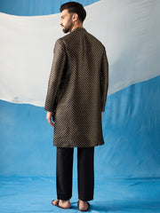 Ethnic Motifs Woven Design Jacquard Weave Stright Kurta With Trousers
