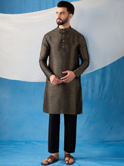 Ethnic Motifs Woven Design Jacquard Weave Stright Kurta With Trousers