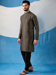 Ethnic Motifs Woven Design Jacquard Weave Stright Kurta With Trousers