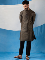 Ethnic Motifs Woven Design Jacquard Weave Stright Kurta With Trousers