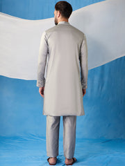 Geometric Yoke Design Thread Work and Sequined Straight Kurta With Trousers