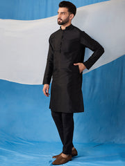 Floral Embroidered Thread Work Jacquard Weave Stright Kurta With Trousers