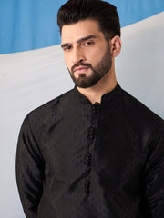 Floral Embroidered Thread Work Jacquard Weave Stright Kurta With Trousers