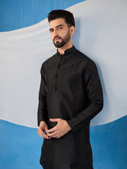 Floral Embroidered Thread Work Jacquard Weave Stright Kurta With Trousers