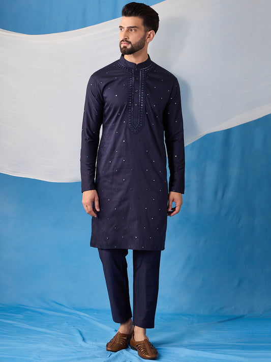 Men Embroidered Regular Sequinned Kurta with Dhoti Pants