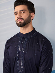 Men Ethnic Motifs Embroidered Regular Sequinned Kurta with Trousers