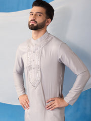 Men Ethnic Motifs Embroidered Regular Sequinned Kurta with Trousers
