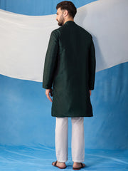 Floral Embroidered Thread Work Jacquard Weave Stright Kurta With Trousers