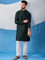 Floral Embroidered Thread Work Jacquard Weave Stright Kurta With Trousers