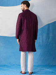 Floral Embroidered Thread Work Jacquard Weave Stright Kurta With Trousers