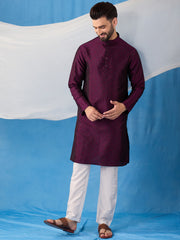 Floral Embroidered Thread Work Jacquard Weave Stright Kurta With Trousers