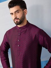 Floral Embroidered Thread Work Jacquard Weave Stright Kurta With Trousers