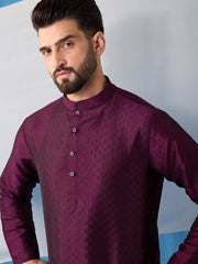 Floral Embroidered Thread Work Jacquard Weave Stright Kurta With Trousers
