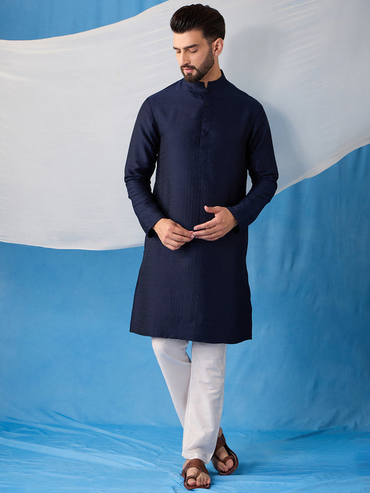 Men Regular Thread Work Kurta with Trousers