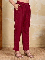 Women Printed Regular Chanderi Cotton Kurta with Trousers & With Dupatta