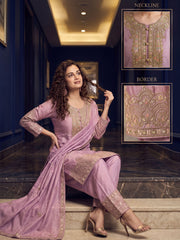 Shimmer Silk Pink Embroidered Farshi Style Salwar Suit