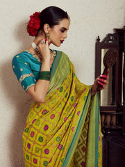 Yellow Weaving Festive Wear Soft Brasso Saree
