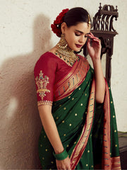 Green Weaving Festive Wear Soft Brasso Saree