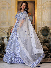 Off White Multi Embroidered Designer Lehenga Choli