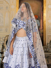 Off White Multi Embroidered Designer Lehenga Choli