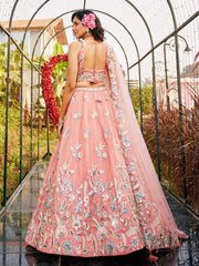 Orange colour Orange with Sequinse & Thread embroidery Semi-Stitched Lehenga choli & Dupatta