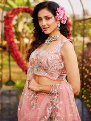 Orange colour Orange with Sequinse & Thread embroidery Semi-Stitched Lehenga choli & Dupatta