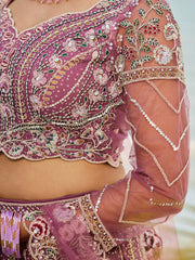 Lavender net and Coding and Zarkan embroidery Semi-Stitched Lehenga choli & Dupatta