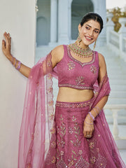 Navy Blue net with Coding and Zarkan embroidery Semi-Stitched Lehenga choli & Dupatta