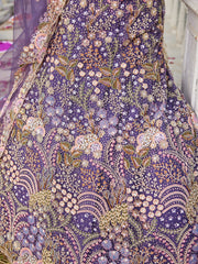 Purple net with Coding & Zarkan embroidery Semi-Stitched Lehenga choli & Dupatta