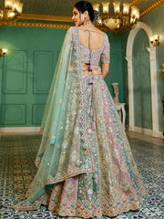 Multi colour Bridel net and Gotapatti and Moti embroidery Semi-Stitched Lehenga choli & Dupatta
