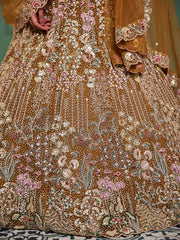 Mustard net and Coding and Zarkan embroidery Semi-Stitched Lehenga choli & Dupatta