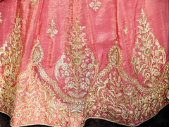 Pink colour Orange with Sequinse and Moti embroidery Semi-Stitched Lehenga choli & Dupatta