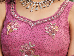 Pink net with Coding and Zarkan embroidery Semi-Stitched Lehenga choli & Dupatta
