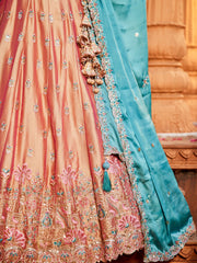 Nude Georgette Sequins embroidery Semi Stitched Lehenga choli and Dupatta