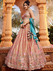 Nude Georgette Sequins embroidery Semi Stitched Lehenga choli and Dupatta