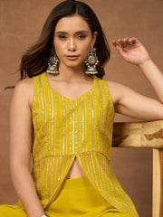 Embellished V-Neck Top With Palazzos Co-Ords