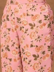Women Floral Printed Regular Thread Work Kurta with Trousers